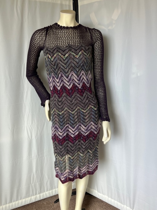 Free People Dresses & Skirts - Free People Chevron Knit Midi Dress with Sheer bodice.